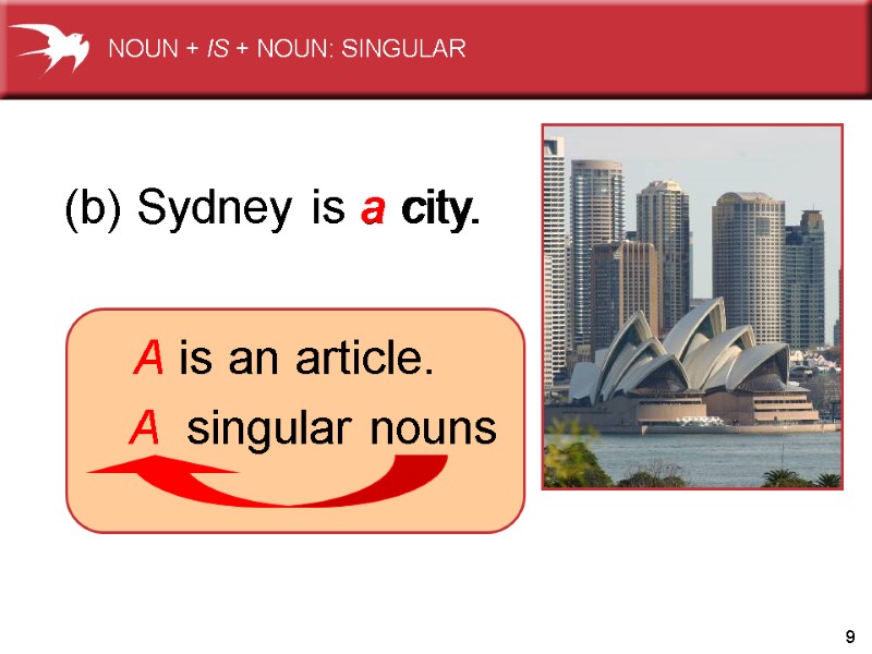 9 (b) Sydney is a city. (b) Sydney is a city.   